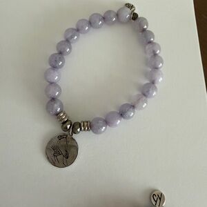 Tiffany Jazelle Purple Beaded Bracelet with cardinal charm